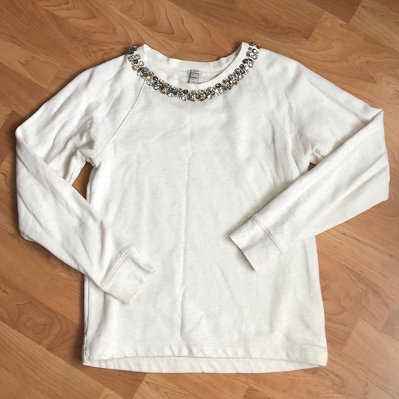 J.Crew neutral jewel stone collar sweater - Picture 2 of 6